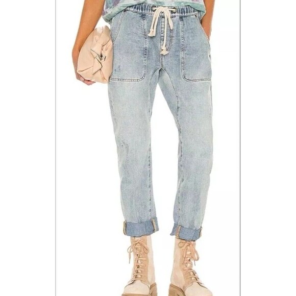 One Teaspoon Size S Montana Shabbies Drawstring Distressed Boyfriend Denim Jeans - Picture 4 of 16